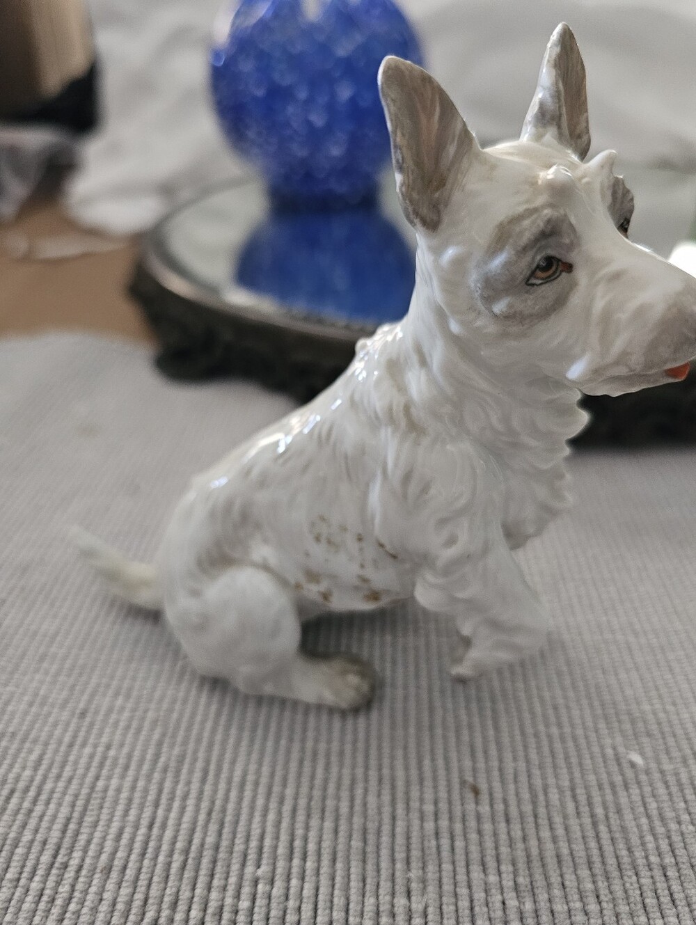 Rare  Ant. Carl Thiemes, Dresden, Germany Porcelain Fox TERRIER